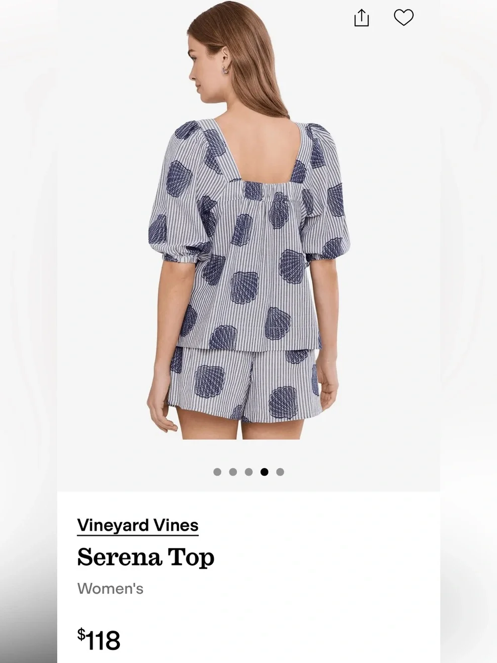 Vineyard Vines Navy Blue and White Dotted Stripe w/Seashell Embroidery | Large